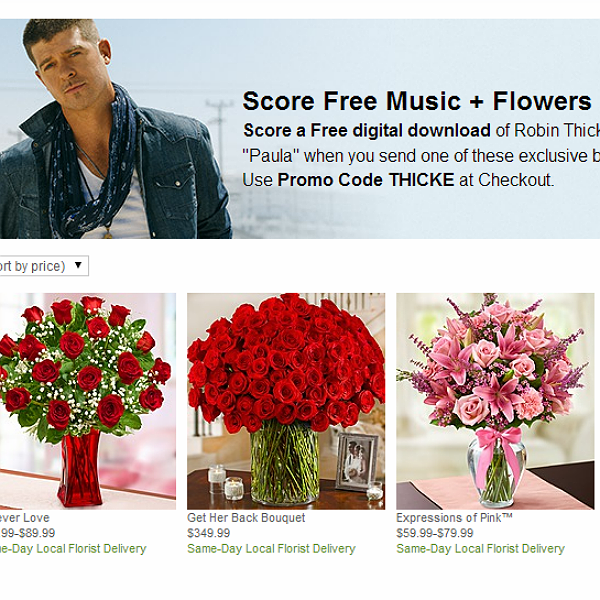 Flower company sells bouquets named after Robin Thicke songs